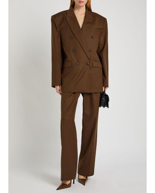Ronny Kobo Brown 1988 Double-Breasted Woven Blazer