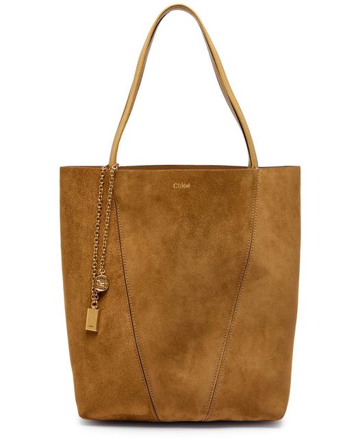 Chloé Brown Spin Medium Suede Tote