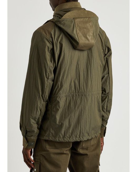 Moncler Green Velan Panelled Hooded Shell Jacket for men