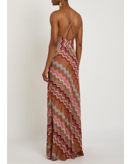 Missoni Red Chevron Fine-Knit Maxi Dress