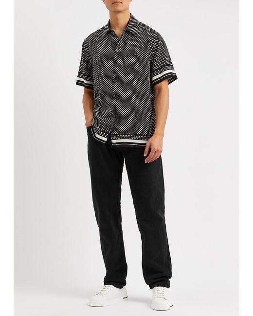 Dolce & Gabbana Black Polka-dot Print Silk Shirt for men