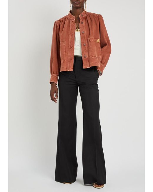 Chloé Orange Gathered Denim Jacket