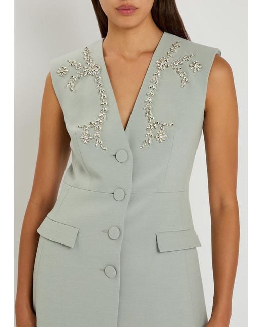 Huishan Zhang Green Sigrid Crystal-Embellished Woven Vest