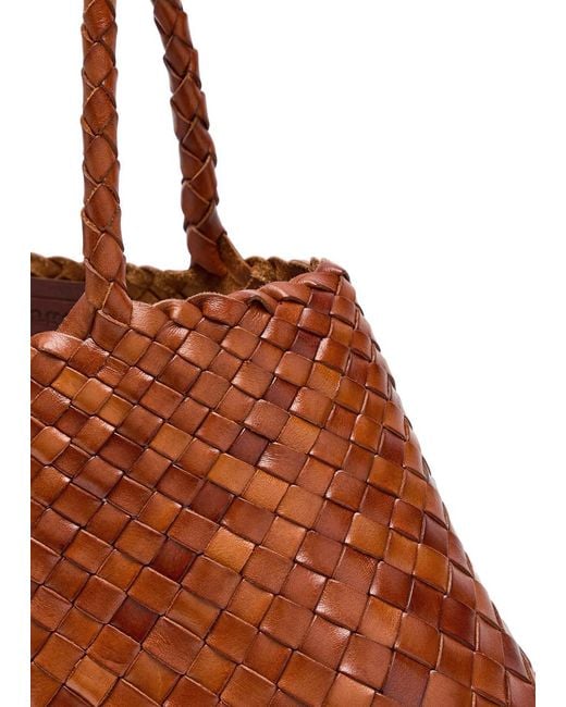 Dragon Diffusion Brown Santa Croce Big Woven Leather Tote Bag