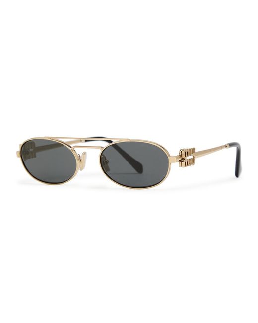 Miu Miu Black Eyewear Oval-Frame Metal Sunglasses