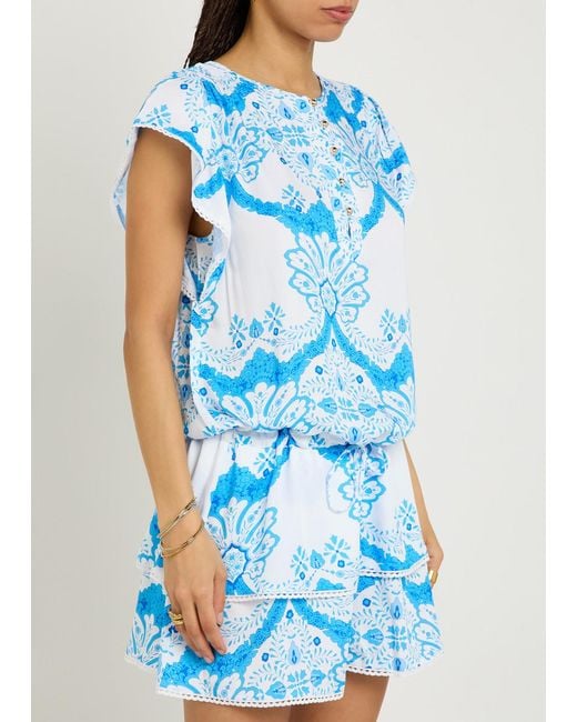 Melissa Odabash Blue Lenni Printed Woven Cover-Up