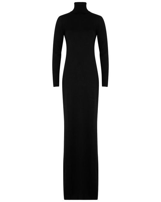 Saint Laurent Black Roll-neck Wool Maxi Dress