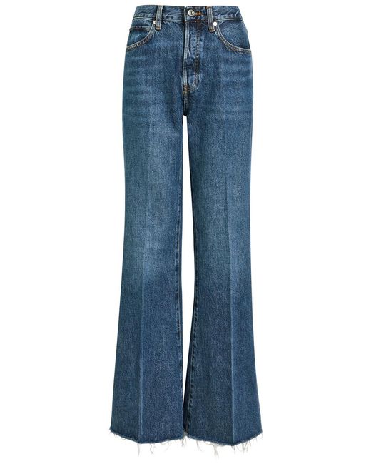 FRAME Blue The Lax Distressed Flared-Leg Jeans