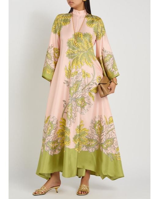 LaDoubleJ Yellow Magnifico Printed Silk Maxi Dress