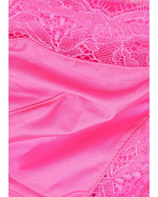 LoveStories Pink Love Lace Satin-Jersey Underwired Bra
