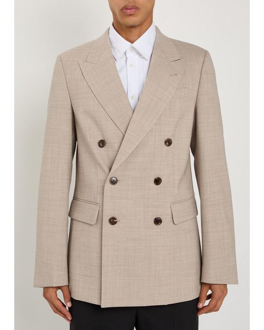 Dries Van Noten Natural Barry Double-Breasted Woven Blazer for men