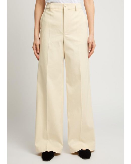 Moncler Natural Wide-Leg Twill Trousers