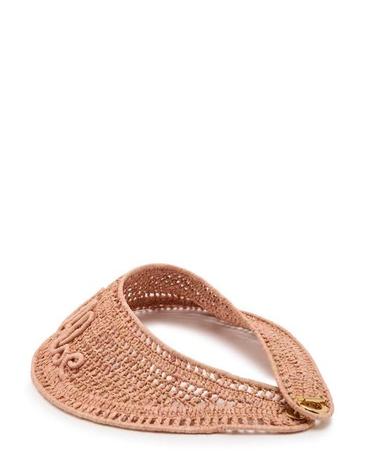 Chloé Pink Chloé Logo-Embroidered Raffia Visor