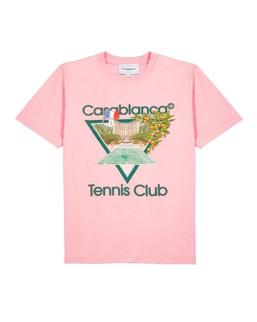 CASABLANCA Tennis Club Icon Pink Cotton T-shirt for men