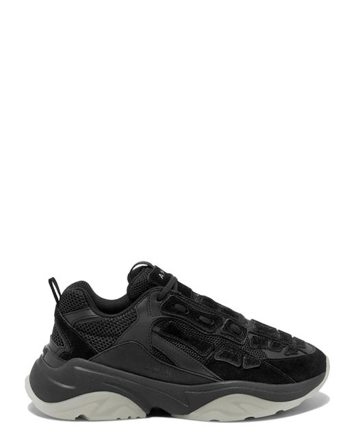 Amiri Black Bone Runner Grey Panelled Sneakers for men