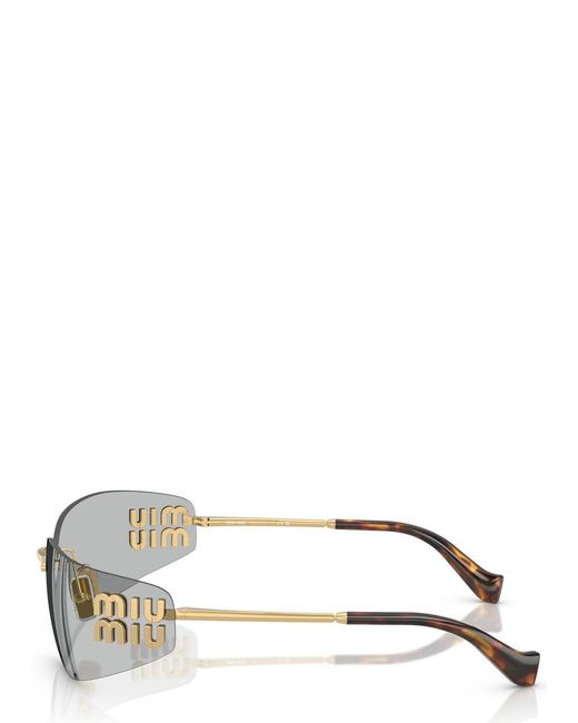 Miu Miu Metallic Aube Wrap-Around Sunglasses