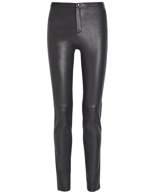 Stouls Gray Newton Slim Leg Leather Trousers