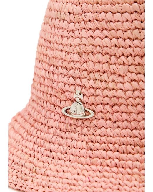 Vivienne Westwood Red Orb Raffia Bucket Hat