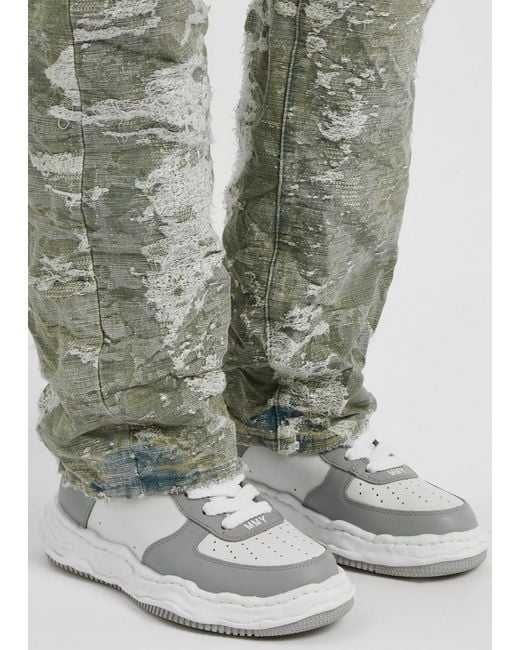 Maison Mihara Yasuhiro White Wayne Panelled Leather Sneakers for men