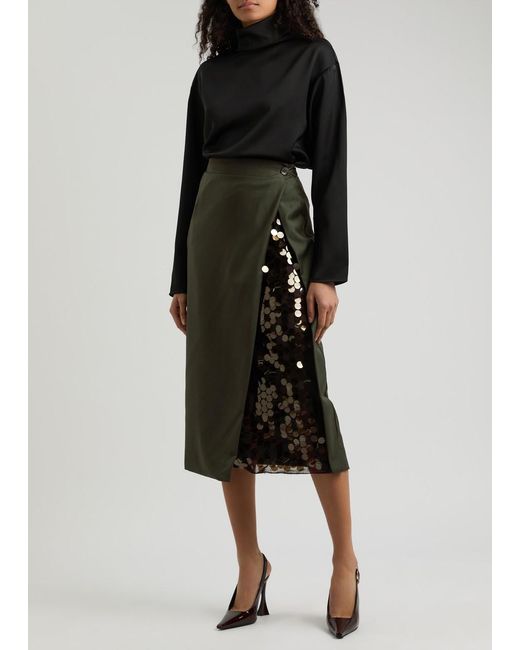 16Arlington Green Beatris Embellished Wool Midi Wrap Skirt
