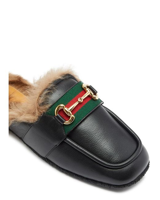 Gucci Black Airel Horsebit Fur And Leather Loafers for men