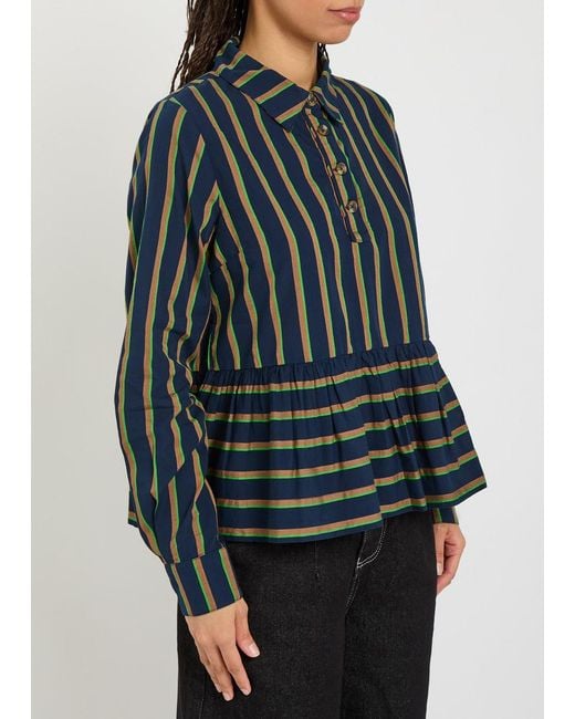 Damson Madder Green Kinsley Striped Cotton-Poplin Shirt