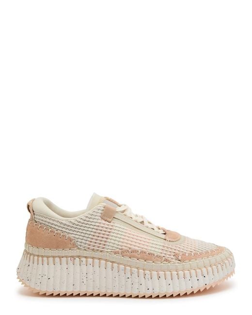 Chloé Natural Nama Panelled Knitted Sneakers