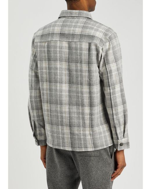 NN07 Gray Frode Plaid Wool-blend Overshirt for men