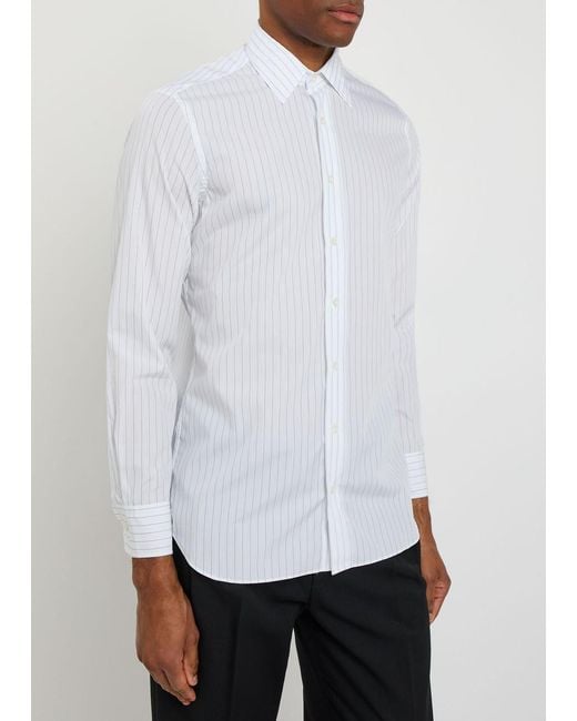 Lardini White Striped Cotton Shirt for men