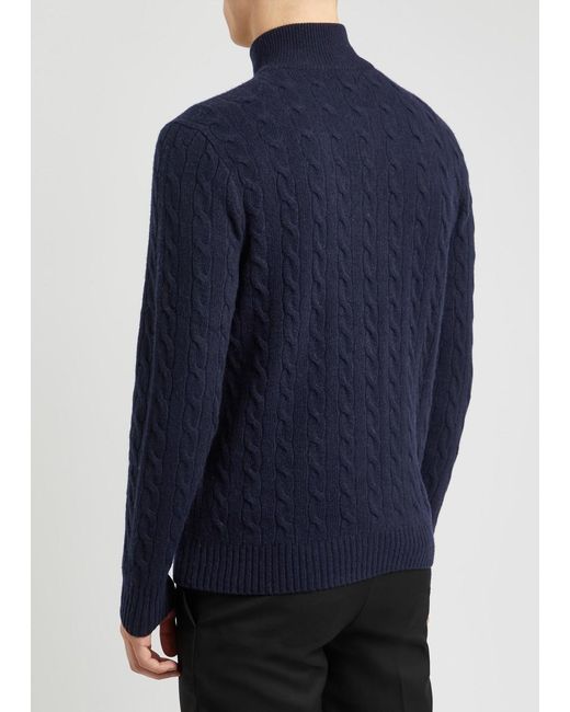 Polo Ralph Lauren Blue Half-zip Cable-knit Wool-blend Jumper for men