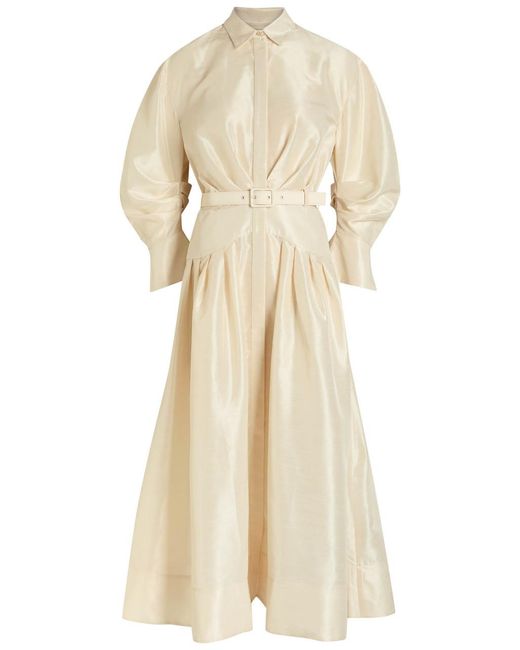 Rebecca Vallance Natural Maple Taffeta Maxi Shirt Dress