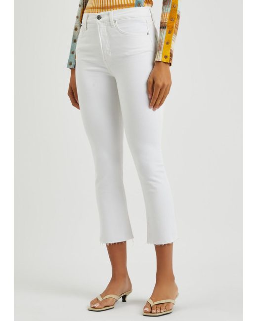 Veronica Beard White Carly Cropped Kick-flare Jeans