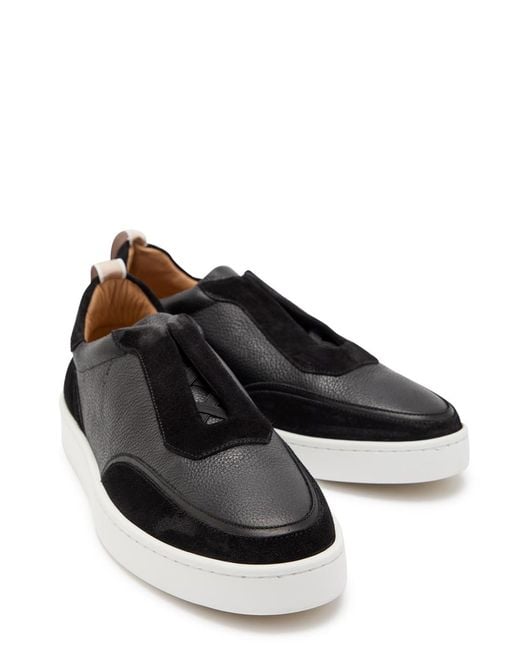 Aurélien Black Leisure Panelled Grained Leather Sneakers for men