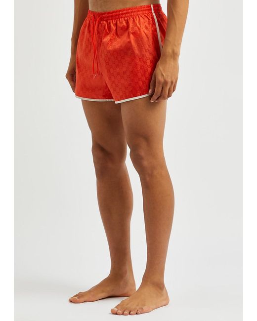 Gucci Red gg-monogrammed Shell Swim Shorts for men