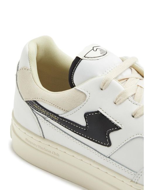 Stepney Workers Club White Pearl S-strike Panelled Leather Sneakers for men