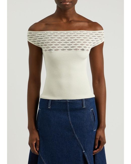 GIMAGUAS White Avenue Cropped Knitted Top