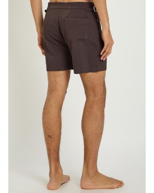 Raith Brown Silas Striped Woven Swim Shorts for men