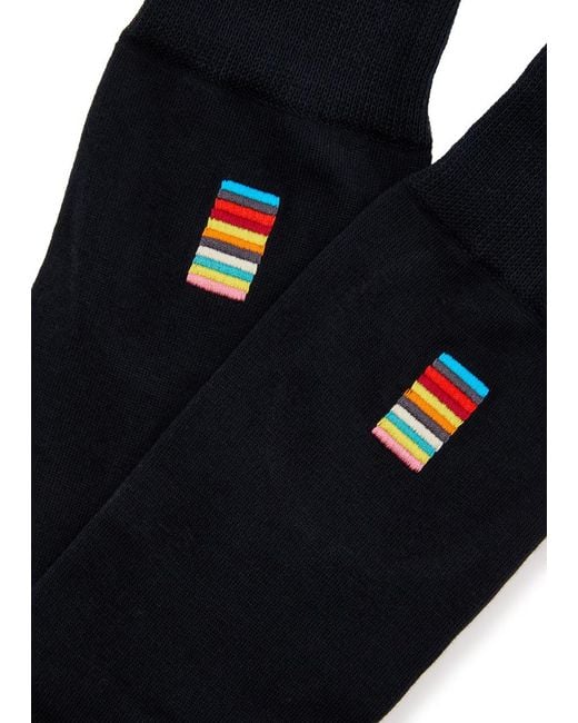 Paul Smith Black Alfie Cotton-Blend Socks for men