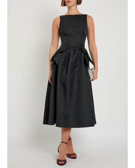 Rebecca Vallance Black Narcissa Jacquard Taffeta Midi Dress
