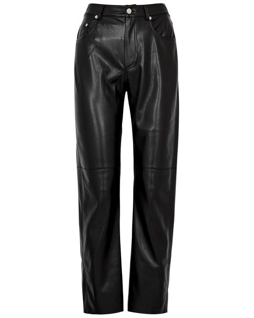Nanushka Black Vinni Faux Leather Trousers