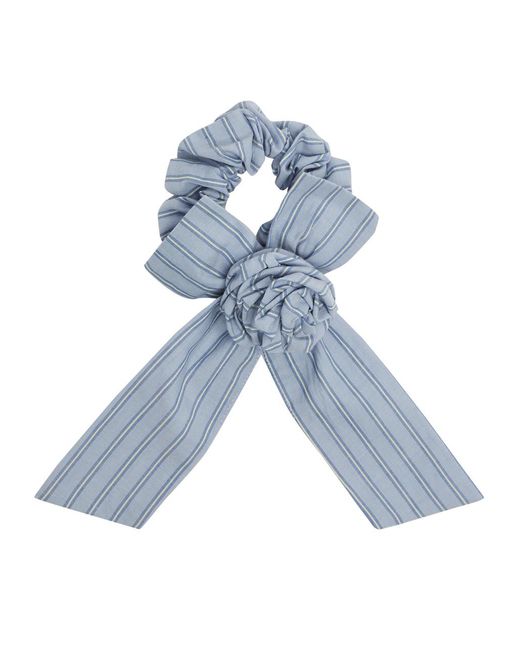 Damson Madder Blue Rosette Striped Cotton Scrunchie