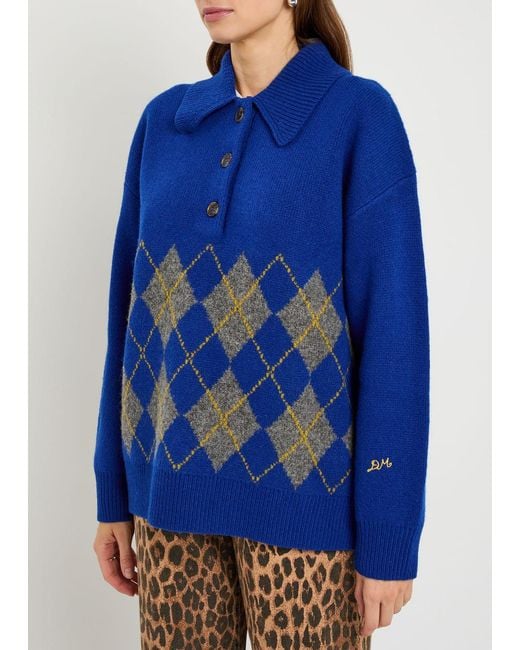 Damson Madder Blue Saskia Argyle Wool Jumper