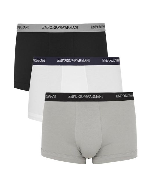 Emporio Armani Gray Stretch-cotton Boxer Briefs for men