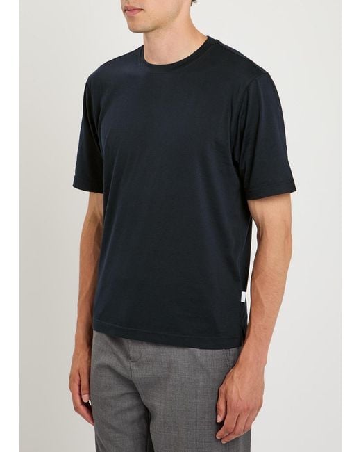 Lardini Black Cotton And Silk-Blend T-Shirt for men