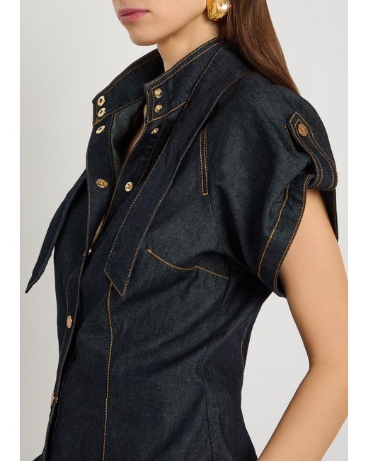 Zimmermann Blue Neck Tie Blouse