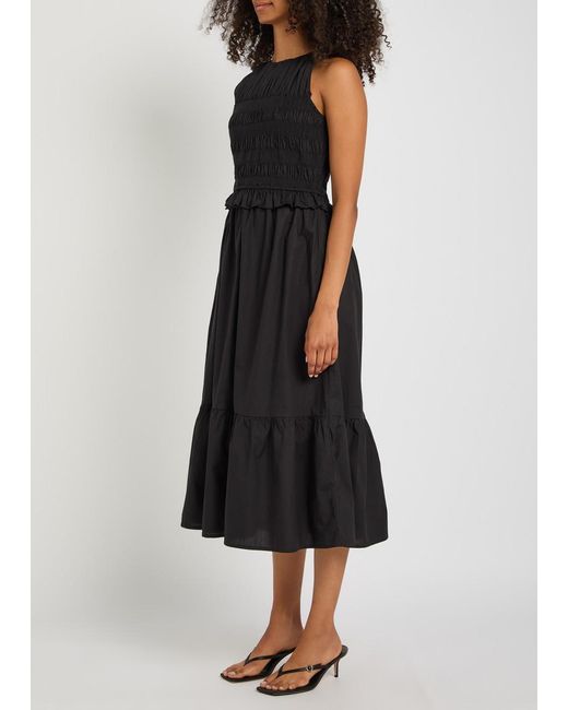 Rails Black Rialto Smocked Cotton Midi Dress