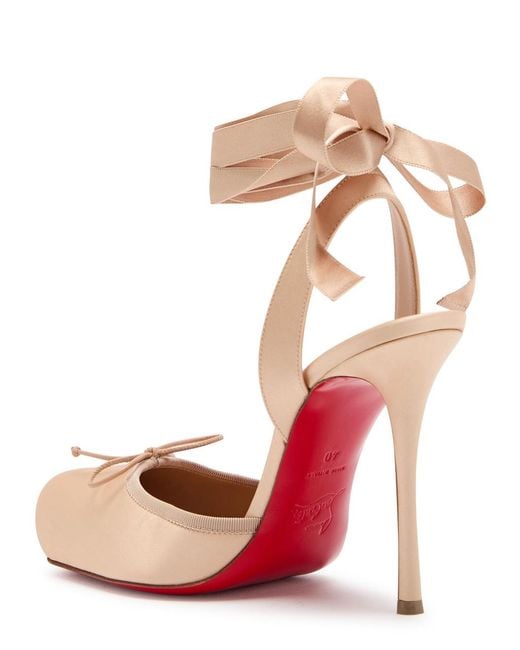 Christian Louboutin Pink Cassia Lace Up 100 Satin Pumps