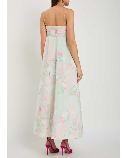 BERNADETTE White Bailey Bow Floral-Print Shell Midi Dress