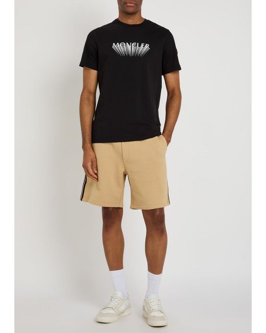 Moncler Black Logo-Print Cotton T-Shirt for men