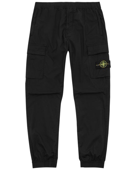 Stone Island Black Stretch-cotton Cargo Trousers for men